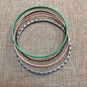 🔴 5 for $10 ONE Green Pink Silver and Bronze Stackable Bracelet